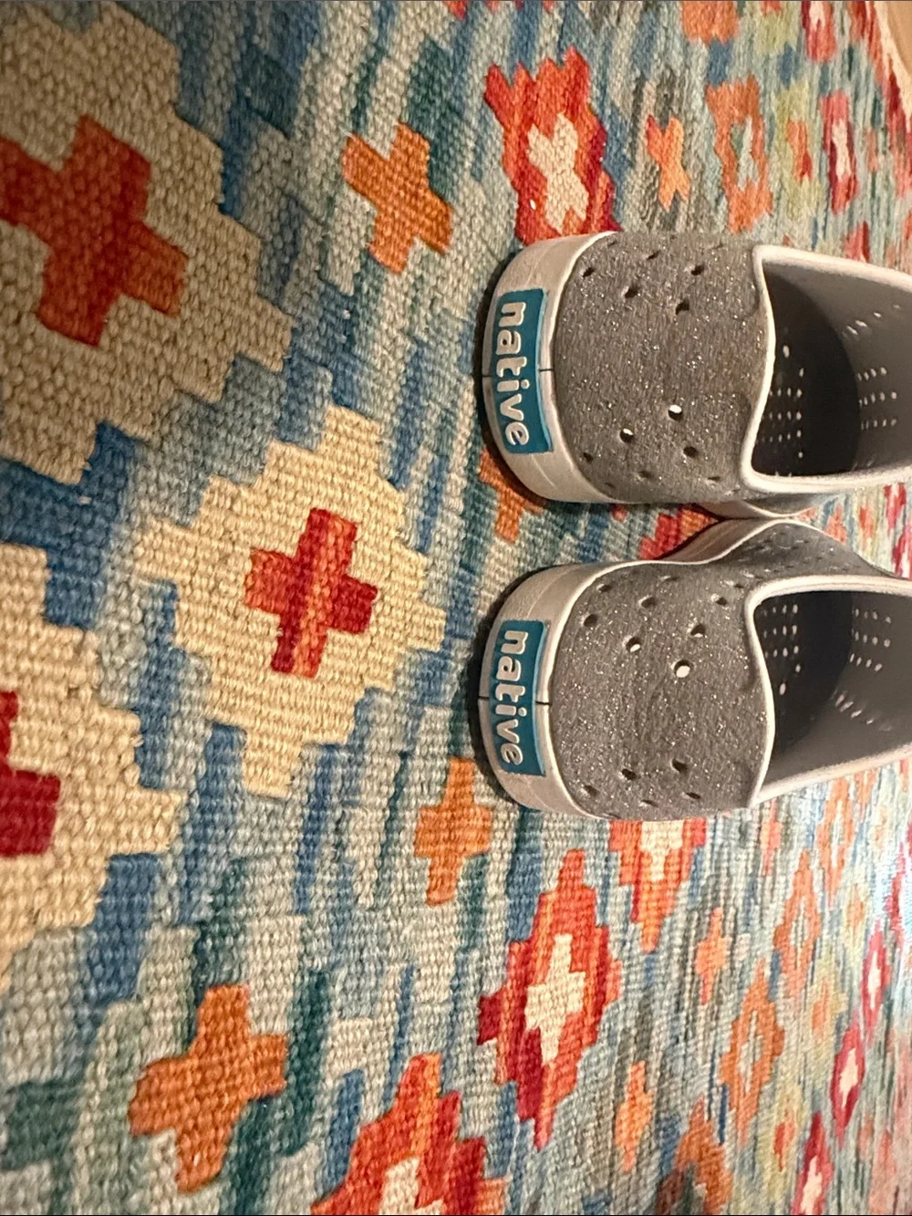 Native Silver Glitter Jefferson Slip-On Kids Shoes